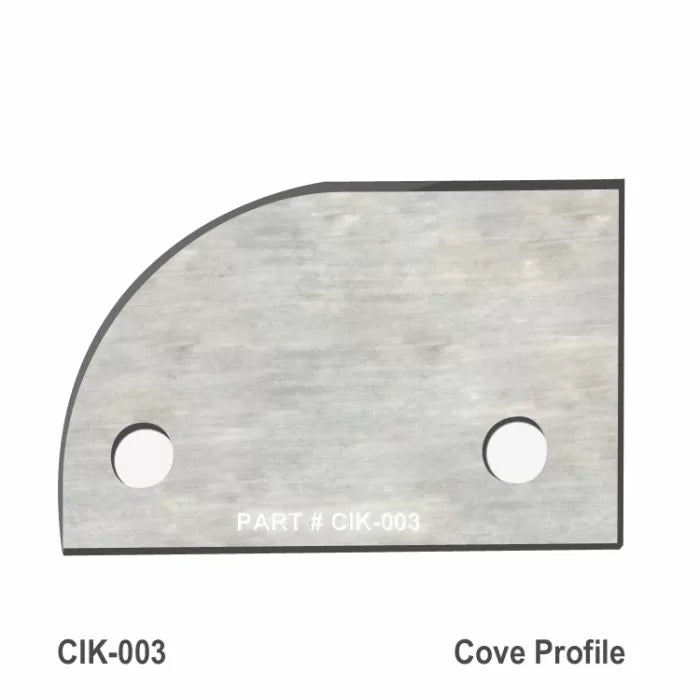 Cove profile carbide insert knife CIK-003 for woodworking, rectangular with two holes