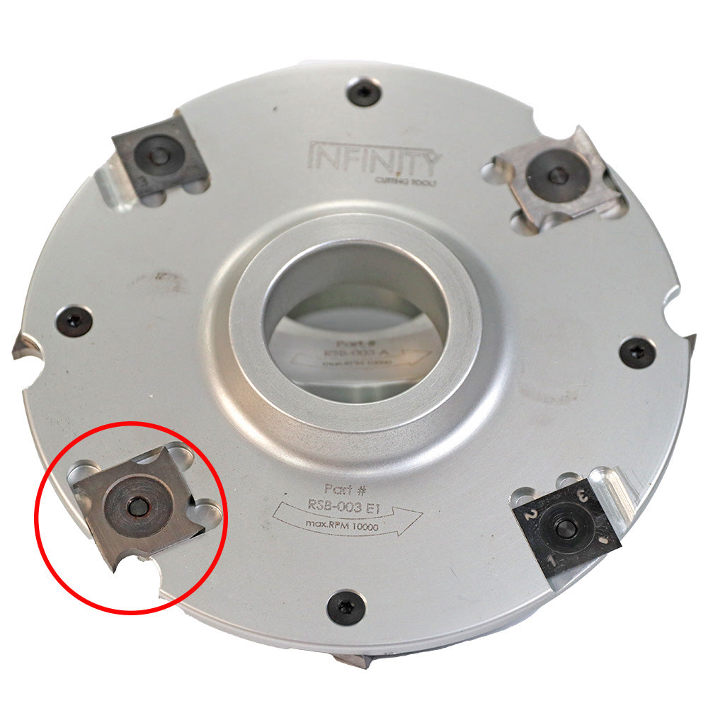 Carbide insert router bit blade for woodworking with circular metal body and sharp cutting edges