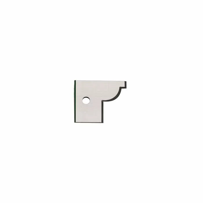 Curved carbide router bit insert for woodworking, isolated on white background