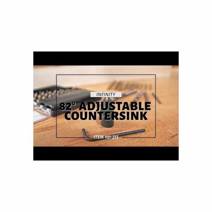 82 degree adjustable countersink tool with hex key on a woodworking table