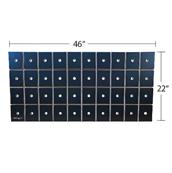 MFT replacement top with 20mm dog holes, grid layout, measures 46 inches by 22 inches