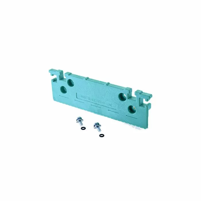 Replacement plastic jig part with two screws for woodworking tools on white background