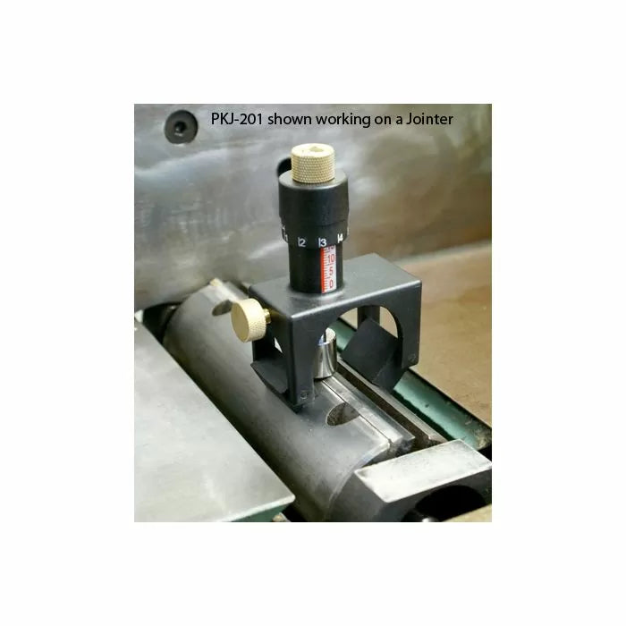 PKJ-201 jointer jig tool measuring cutterhead height on woodworking jointer machine