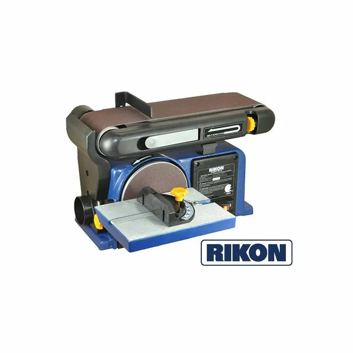 Rikon belt and disc sander woodworking tool with adjustable table and miter gauge