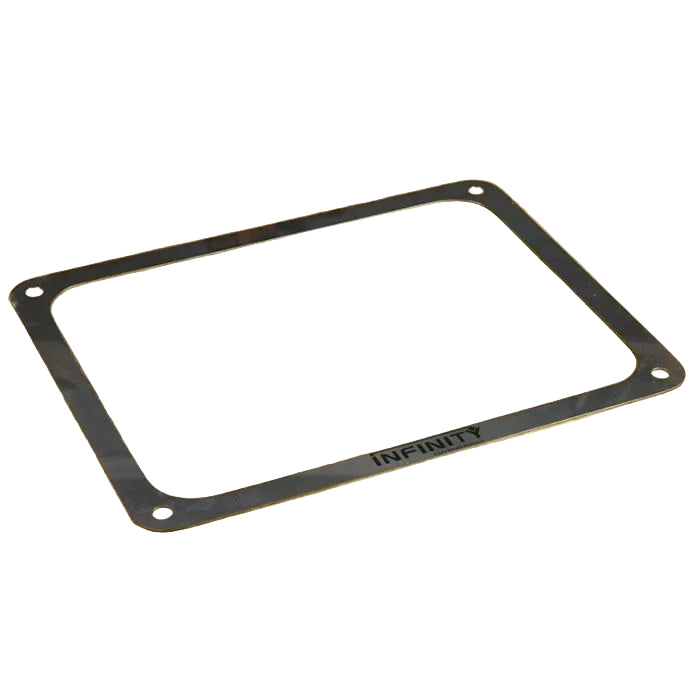 Rectangular steel router table insert ring with mounting holes, woodworking accessory