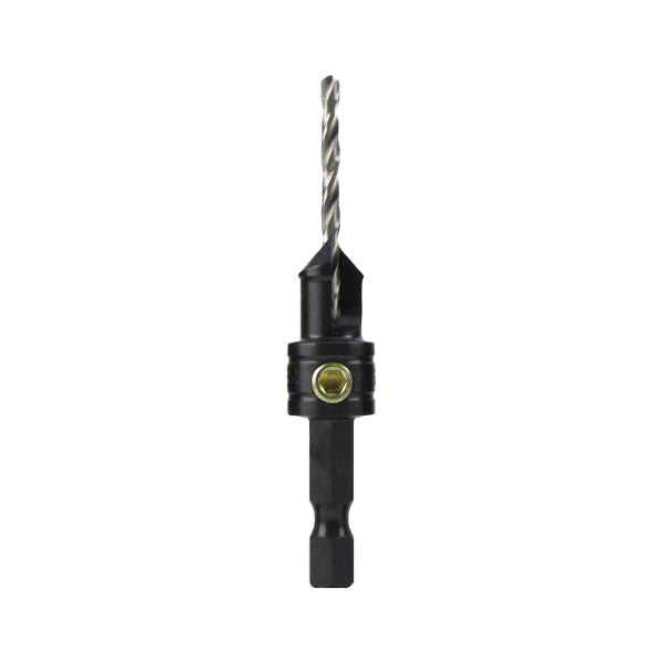 Hex shank countersink drill bit for woodworking, isolated on white background