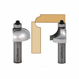 Roundover router bits with sample edge profile for woodworking projects