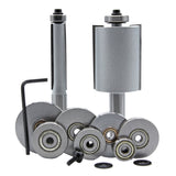Router bit set with bearings and hex key for woodworking precision cutting