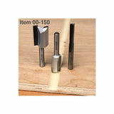 Set of three carbide router bits for woodworking on plywood surface, item 00-150.