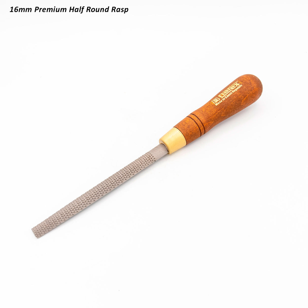 16mm half round rasp with wooden handle, woodworking file tool on white background