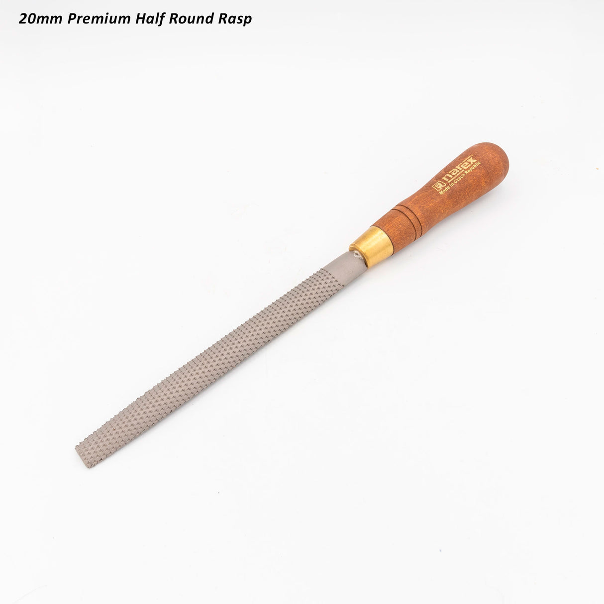 20mm half round woodworking rasp with wooden handle and textured metal file