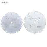 Two circular saw blades with 'Infinity' branding on a white background
