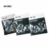 Router bit bearing kits in clear labeled pouches, ideal woodworking tool accessories.