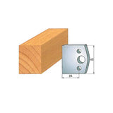 Woodworking profile cutter blade next to wood block with dimensions 24x40mm shown