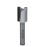 Carbide-tipped straight router bit for woodworking on white background