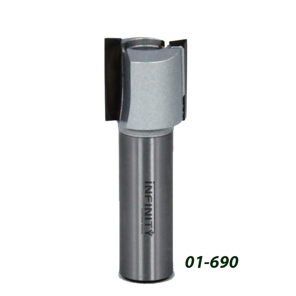 Carbide-tipped router bit with straight cutting edge for woodworking, part number 01-690