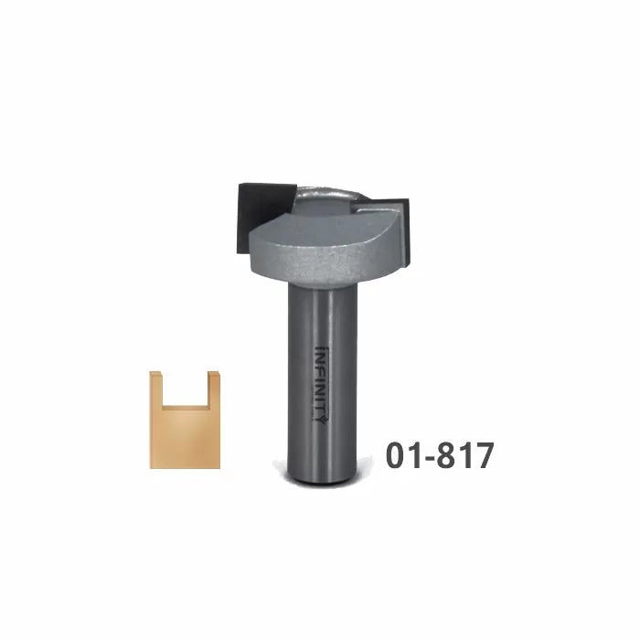 Dado router bit with sample cut profile and item number 01-817 for woodworking.