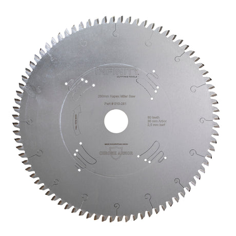 Infinity Tools Miter-Max high-tooth-count miter saw blade on a white background