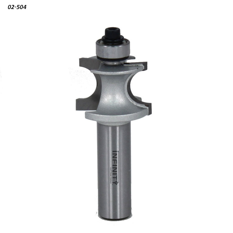 Carbide roundover router bit with bearing for woodworking, shown against white background