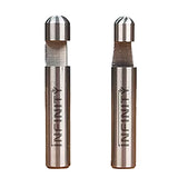 Two steel woodworking router bits with round tips for precise cutting