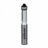 Carbide flush trim router bit with bearing for woodworking, silver finish, upright