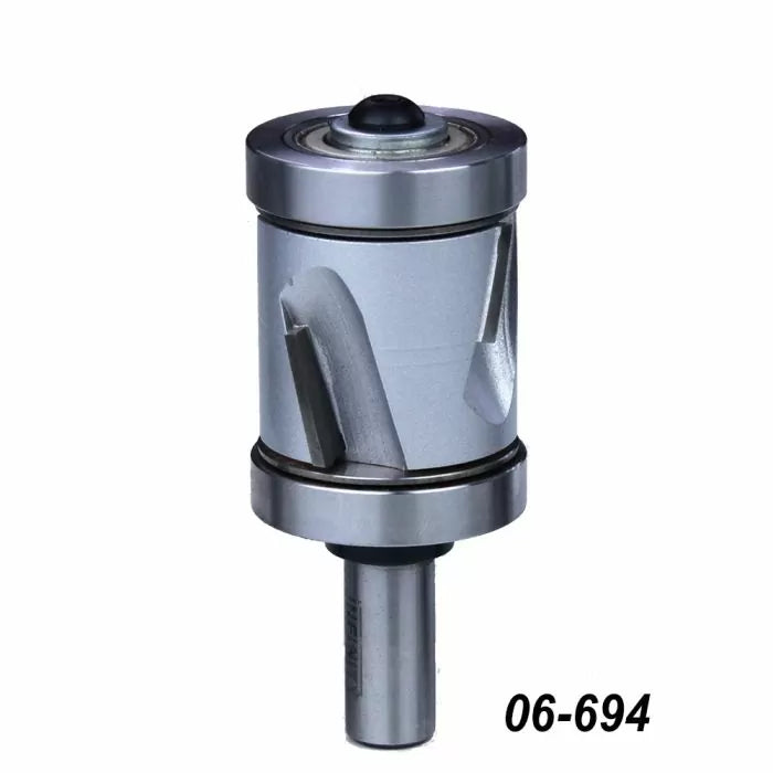 Carbide spiral flush trim router bit with double bearings for woodworking, product code 06-694