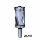 Spiral flush trim router bit with dual bearings for precise woodworking, product number 06-695.