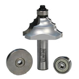 Decorative crown molding router bit set with two bearings for woodworking projects