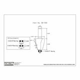 Technical drawing of a router bit with labeled dimensions and bearing attachments