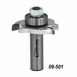Router bit with bearing and cutting flutes, woodworking tool, part number 09-501