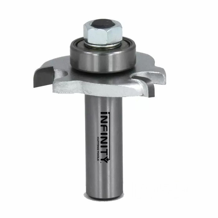 Carbide-tipped slot cutting router bit with bearing for woodworking
