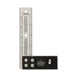 Precision woodworking square with metal ruler and black base, ideal for accurate measuring and marking.
