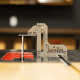 Precision saw blade height gauge on a table saw for accurate woodworking measurements