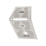 Stainless steel dovetail marker with engraved 1:6 ratio, ideal for woodworking joinery.