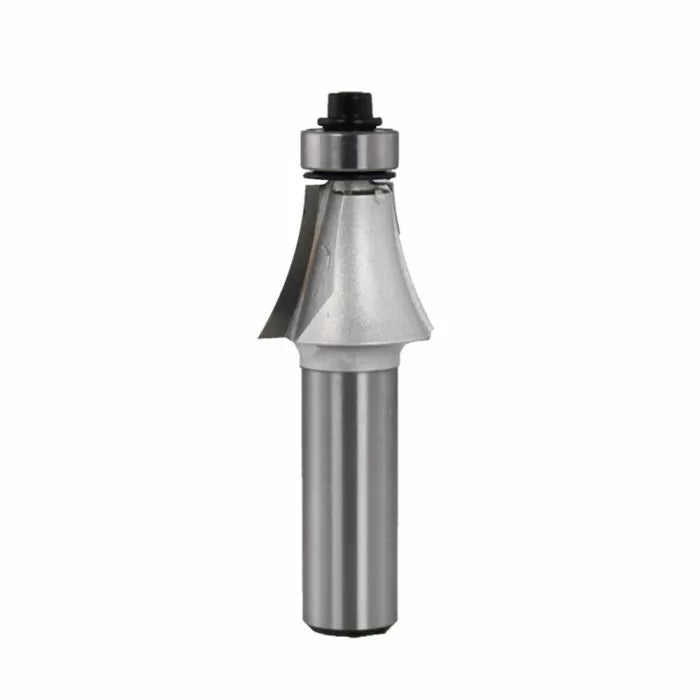 Roman ogee router bit with bearing guide for woodworking, isolated on white background