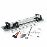 Woodworking dovetail jig kit with metal guide, clamps, instructions, and accessories