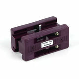 Double edge trimmer woodworking tool with purple plastic body on white background