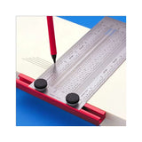 Precision marking T-square ruler with pencil, ideal for woodworking layout and measuring.