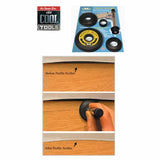 Profile scriber woodworking tool with before and after wood fitment demonstration.