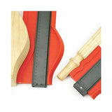 Contour gauge duplicators with red pins measuring wood molding shapes for woodworking