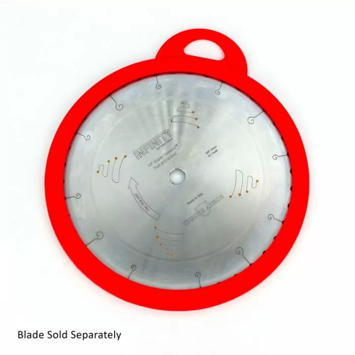 Circular saw blade with red protective case for woodworking, blade sold separately