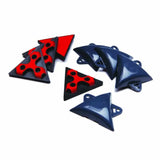 Set of black and red triangular woodworking bench cookies with anti-slip pads