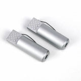 Pair of silver aluminum woodworking tool parts with textured grip and wire clip
