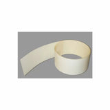 White edge banding roll for woodworking, unrolled on a plain gray background