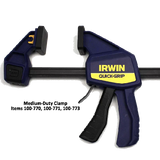 Irwin Quick-Grip woodworking clamp with bar and ergonomic handle