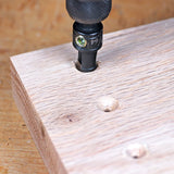 Drill bit making pocket hole in wood board for woodworking joinery