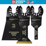Oscillating multitool blades for wood and metal cutting, three blade set with USA flag markings