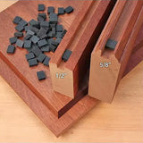 Woodworking setup showing 1/2 inch and 5/8 inch frame joinery with rubber spacers