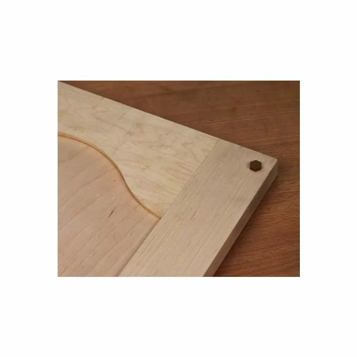 Close-up of a wooden frame with mortise and tenon joint for woodworking projects