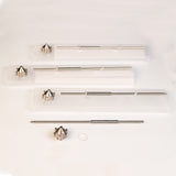 Precision woodworking countersink drill bits and shafts on white background